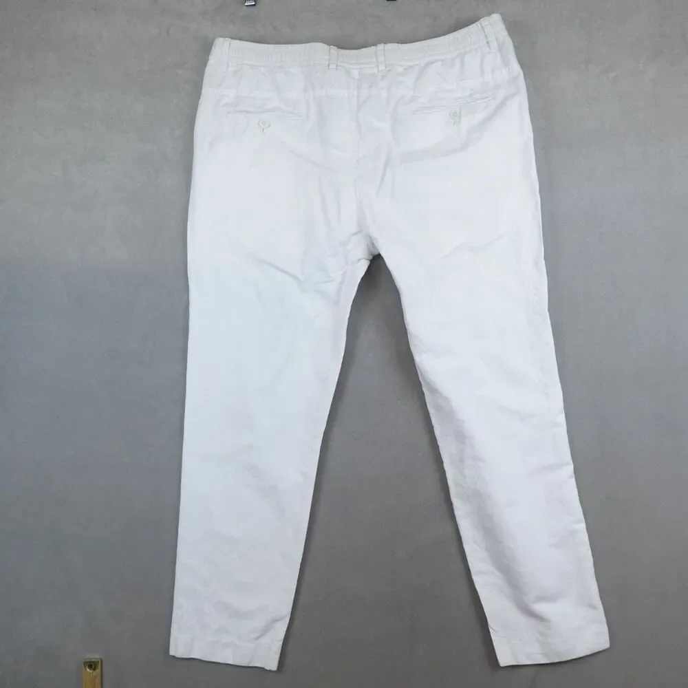 Murano Pants Mens 38 White Linen Blend Baird Mcnutt Lucas Fit Drawstring